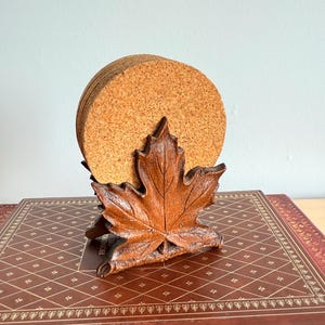 Vintage Boho Untersetzer- 11er Set Dekorative Glas Untersetzer mit Ahornblatt Herbst Tischdeko Kork Untersetzer aus Kanada Tisch Accessoire