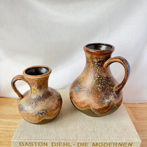 Dümler & Breiden Vase Set Retro WGP Pitcher Vases 60s Artistic Mid Century Decor Vintage Ceramic Pieces Brown-Gray Glaze West German Pottery