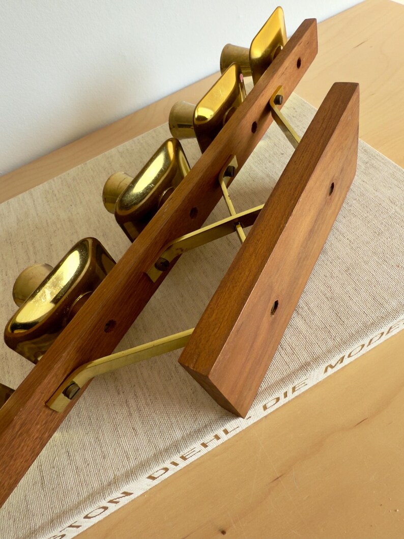 Danish Design Vintage MCM Candle Holder Teak & Brass Candlestick Mid ...