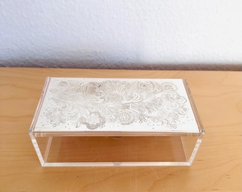 Silver plated Vintage WMF Box | Decorative Napkin Holder in Acrylic & SilveredMetal | Retro Jewelry Box | Vintage Storage Case