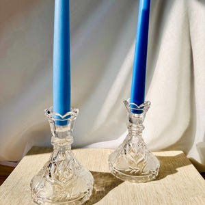 Candle Holder Set Made of Lead Crystal Vintage Crystal Glass Candle Holders Decor Hollywood Regency Retro Glass Candle Stands Set of 2