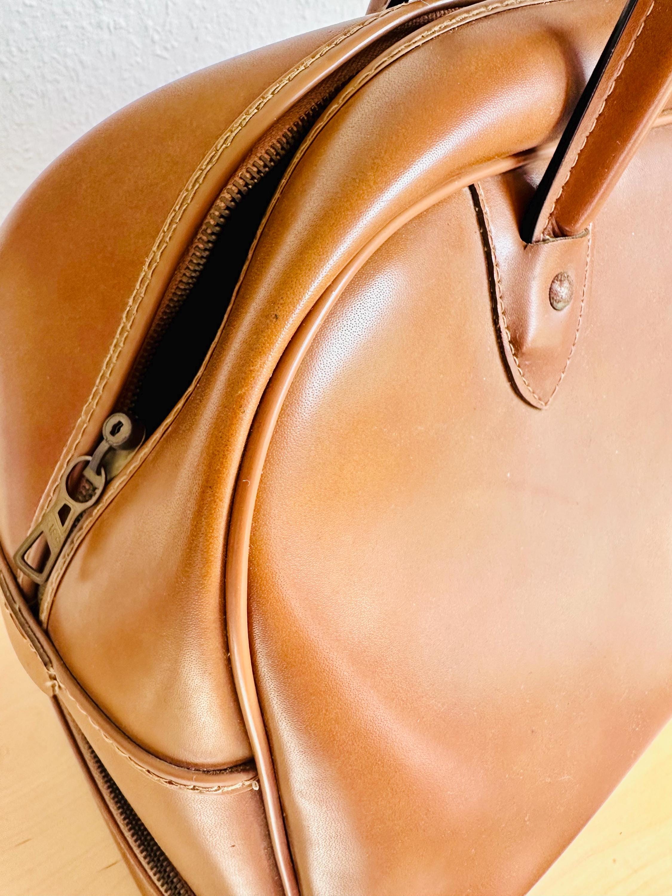 Vintage Faux Leather Weekender in Cognac | Retro Travel Bag