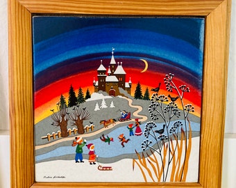 Framed tile art by Barbara Fürstenhöfer: Summer, winter & autumn to choose from