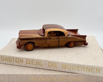 Vintage Wooden Cadillac Model Car Cuba Handmade Classic Car Decor