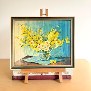 Quadro da parete con bouquet di fiori, natura morta, stampa artistica vintage di Anna Gesteiger con narcisi e forsizia, decorazione murale estiva, arte retrò floreale