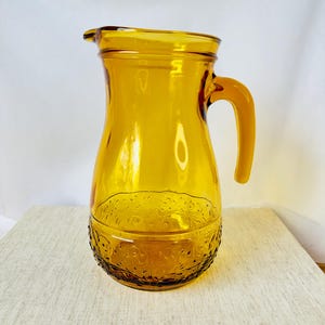 Dzbanek Vintage Amber Retro Karafka Szklany Dzbanek Szklany Dzbanek Mid Century Duży Karafka na Stół Jadalny MCM Party Accessory Bar Cart Decor