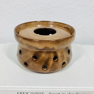Brown Vintage Ceramic Teapot Warmer by Ceracron for Melitta | Rustic Retro Teapot Stand in Simple Design | Boho Ceramic Decor