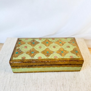 Florentiner Schmuckkästchen Vintage goldenes Florentiner Kästchen Italienische Retro Holzbox Kleine goldene Aufbewahrungskiste