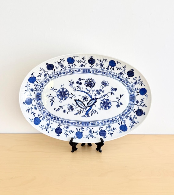 Vintage Seltmann Weiden Servierplatte Zwiebelmuster Große Fleischplatte Blau Weiß Landhaus Porzellan Theresia