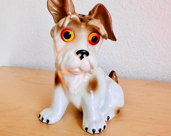 Lámpara de fragancia vintage Terrier Smoke Eater de los años 50, decoración canina de mediados de siglo