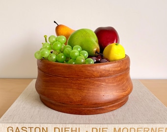 Vintage Teak Schüssel MCM Holz Schale aus den 1970er Jahren Boho Deko Teak Holz Obstschale Braune Retro Mid Century Deko Schale