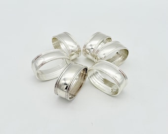 Anillos para servilletas vintage, juego de 6, bañados en plata, clásicos, elegantes, decoración de mesa, plata, estilo rústico, decoración de mesa