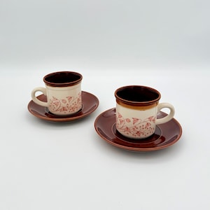 Vintage Coffee Cup Set Bilton England 2 Cups and Saucers English Country Style 1960s
