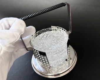 Vintage Hofbauer Crystal Coasters Set of 6 with Holder 1960s 1970s Mid Century German Glass Retro Barware