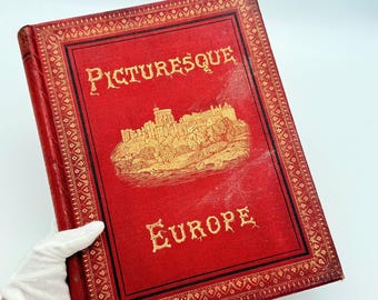 Picturesque Europe Antique Book from 1876 Leather-Bound First Edition Illustrated by Harry Fenn London Vintage Collectible Vol. I