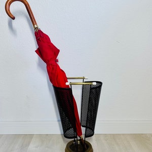 Vintage Umbrella Stand 1950s French Retro Umbrella Holder Black MCM Umbrella Rack Original Mid Century Stand Entryway Decor