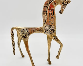 Vintage Frederic Weinberg Etruscan Brass Horse 1950s 1960s Mid Century Brutalist Horse Sculpture USA