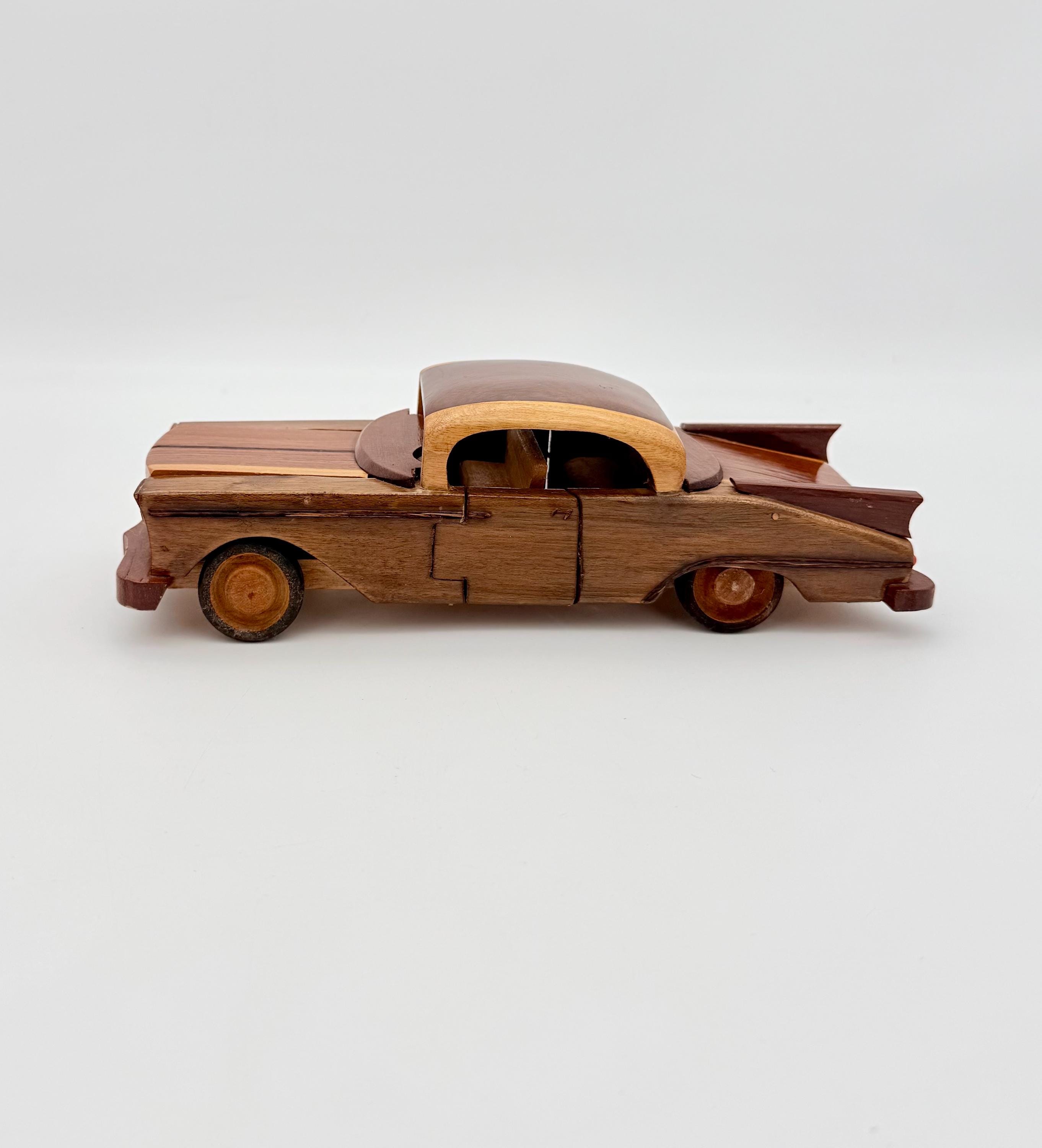 Vintage Wooden Cadillac Model Car Cuba Handmade Classic Car Decor