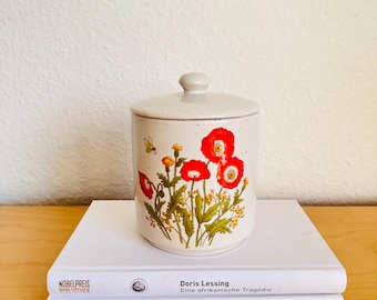 Vintage Ceramic Container with Botanical Motif | Decorative Retro Kitchen Canister | Mid Century Ceramic Tea Jar | Vintage Kitchen Decor
