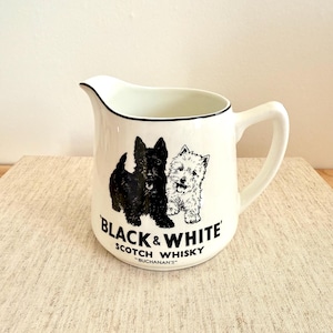 Whisky Jug Black White Scotch Buchanan’s James Green & Nephew Vintage Pitcher Rare Collectible Bar Decor Gift Barware Queen Elisabeth II