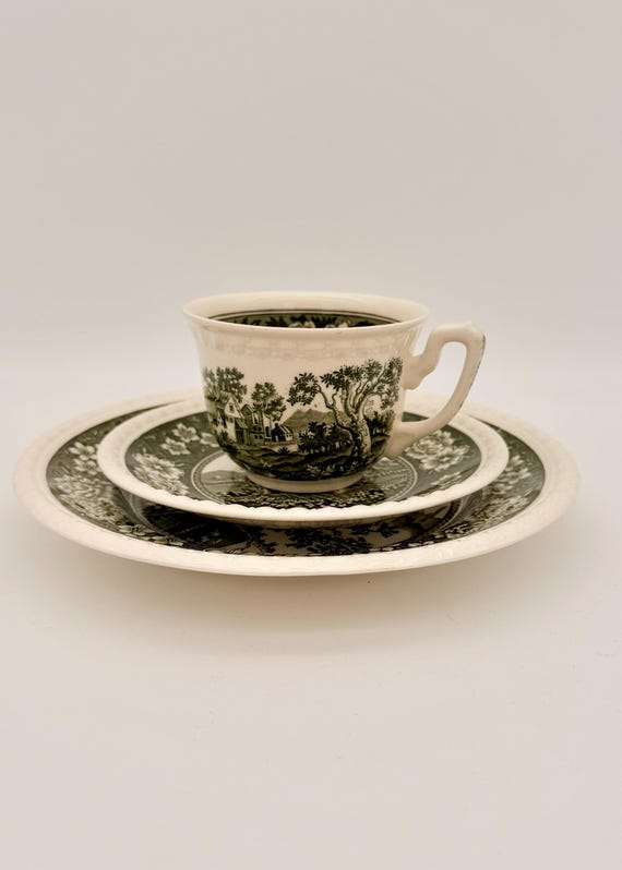 Villeroy & Boch Rusticana Green Vintage Trio Set With Teacup