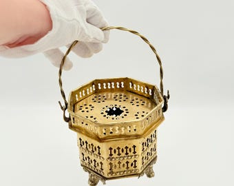 Vintage Brass Tea Warmer 50s East Frisian Teapot Warmer Mid Century Tea Stand Decor