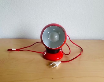 Iconica lampada a globo di ES Horn Belysning, Danimarca, dall'aspetto vissuto, design industriale retrò, lampada da tavolo in stile space age, arancione, lampada originale