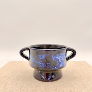 Blue Vintage Marei Planter with Handles West German Pottery 1970s Retro WGP Cachepot Mid-Century Flower Pot Small Retro Vase
