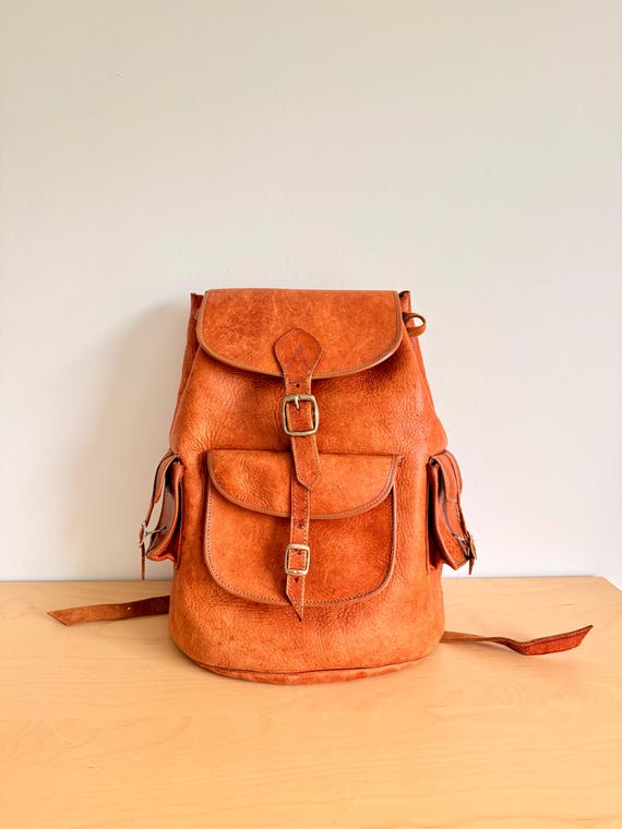 Vintage Brown Leather Backpack Rucksack Distressed Soft Leather Travel Bag Personalized Leather Backpack Men Travel Backpack Hiking  main image 3