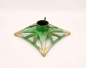 Vintage Cast Iron Christmas Tree Stand 1950s Vintage Holiday Decor Retro Tree Holder Mid Century Green Tree Stand