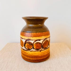 Danish Vintage Studio Pottery Vase by Bente Jessen | B.J. Keramik Denmark | Retro Mid-Century Brown Ceramic Vase | Scandinavian Art Pottery