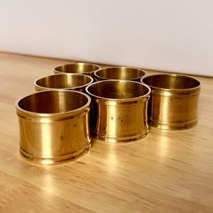 Messing Serviettenringe - 6er Set (1960er Jahre) Mid Century Tischdekoration Deko für Dinnerparty Klassische Serviettenhalter Minimalistisch