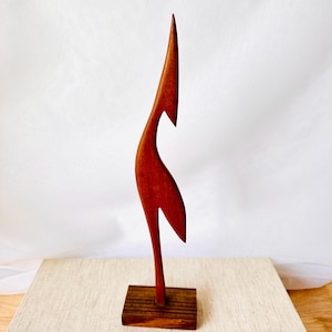 Stylish Vintage Wooden Heron Figurine Mid-Century Teak Bird Sculpture Decorative MCM Wooden Figure Retro Shelf & Sideboard Decor