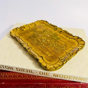 Florentine Tray Vintage Small Italian Golden Retro Tray Decorative Baroque Style Ornate Decor Italy Decor Mother&#39;s Day Gift Romantic Tray