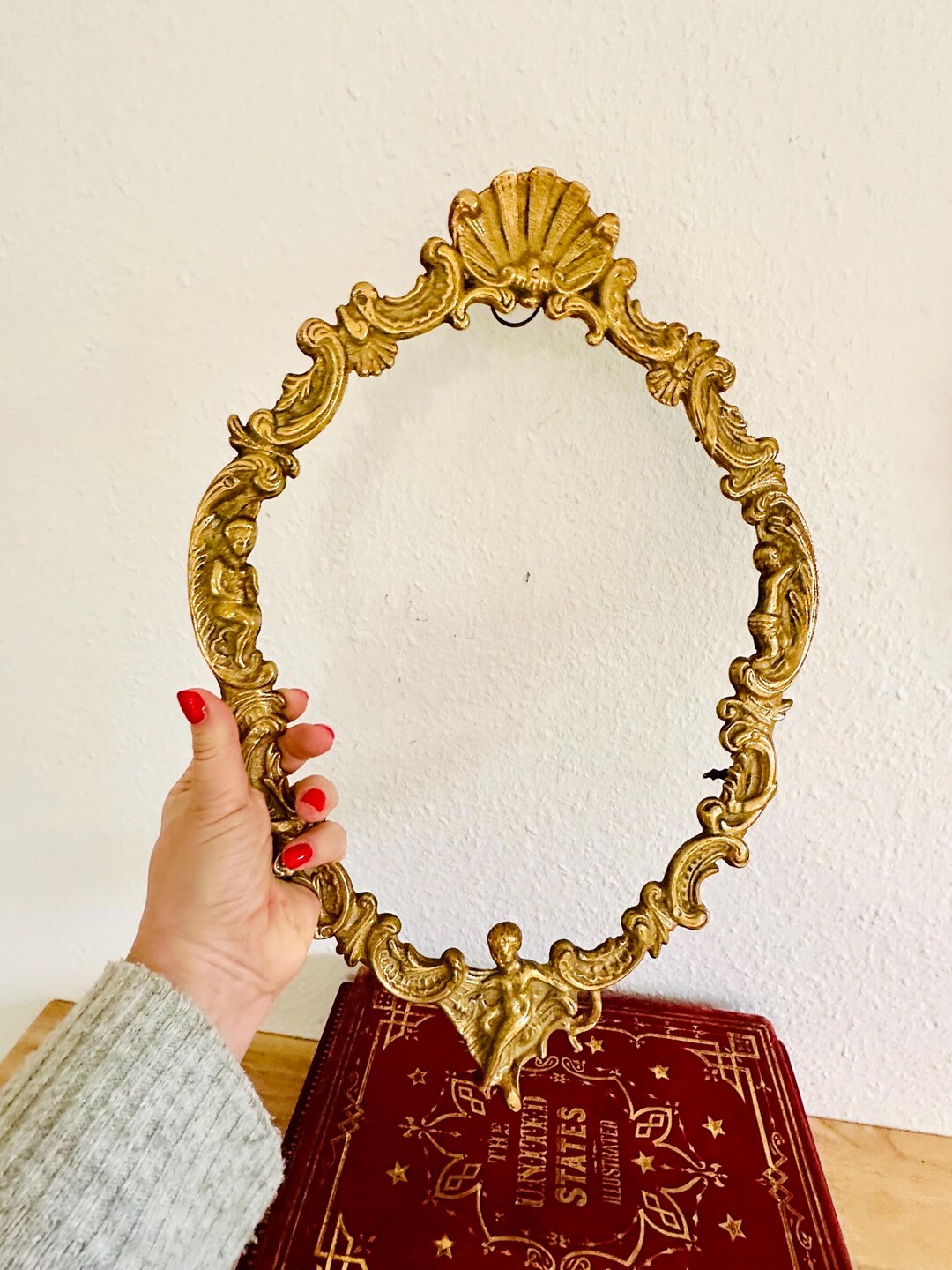 Antique Art Nouveau Brass Picture Frame | Ornate Gold-toned Vintage ...
