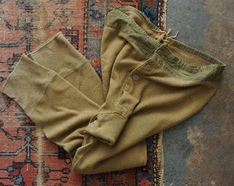 1940s WWII US Military Long Johns Thermals | vintage 40s US army thermal pants | vintage 40s army wool pants | vintage 1940s army green pant