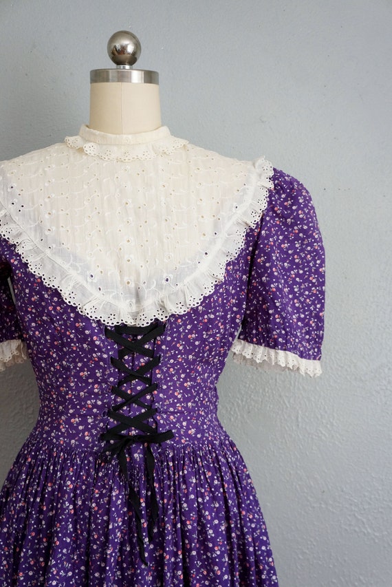 1930s Purple Floral Feed Sack Cotton Dress | vint… - image 3