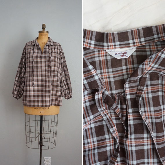 1970s Levi's Plaid long sleeve top | vintage 70s … - image 1