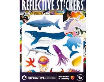 Reflective Stickers - Aqua, Ocean Animals