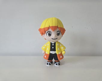 Zenitsu Inspired 3D Printed Crochet Pattern Collectible | Demon Slayer Anime Desk Decor Gift