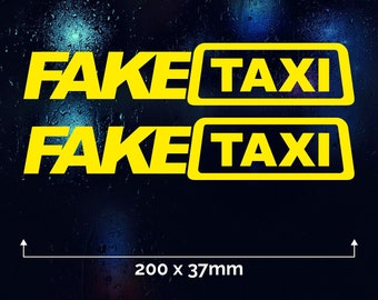2 x FAKE TAXI Yellow Car Sticker Vinyl Decal Funny Bumper Window
