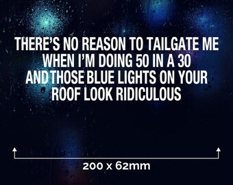 Funny Tailgate Car Sticker: Police Blue Lights Bumper Decal