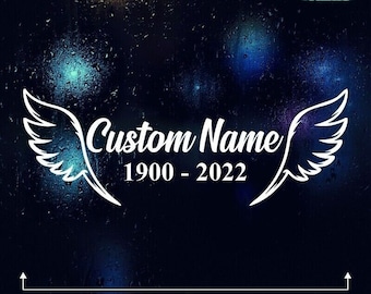Custom Memorial Angel Wings Decal Memorial Rip Car Laptop Van Sticker Window