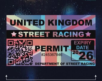STREET RACING PERMIT Sticker Decal Race Car Novelty Funny Motorsport