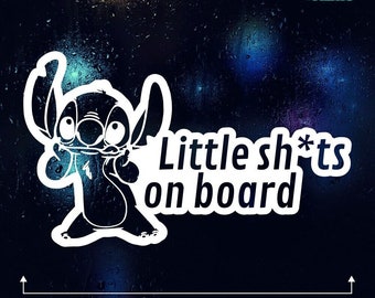 Little Sh*ts On Board Car Vinyl Sticker Window Decal Kids Funny Lilo Stitch