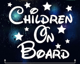 CHILDREN ON BOARD Car Vinyl Sticker Window Decal Kids Child Disney Safety Van