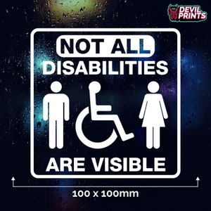 Not All Disabilities Are Visible Car Window Sticker Disability Ribbon Disabled