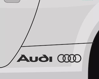 Audi Rings Car Vinyl Sticker, Sill Skirt Motorsport Decal (Set of 2)