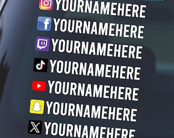 2 X Personalized Social Media Car Sticker Decal