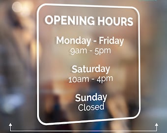 Custom Business Logo Opening Hours Vinyl Decal - Shop Window Sticker (200 x 200mm)